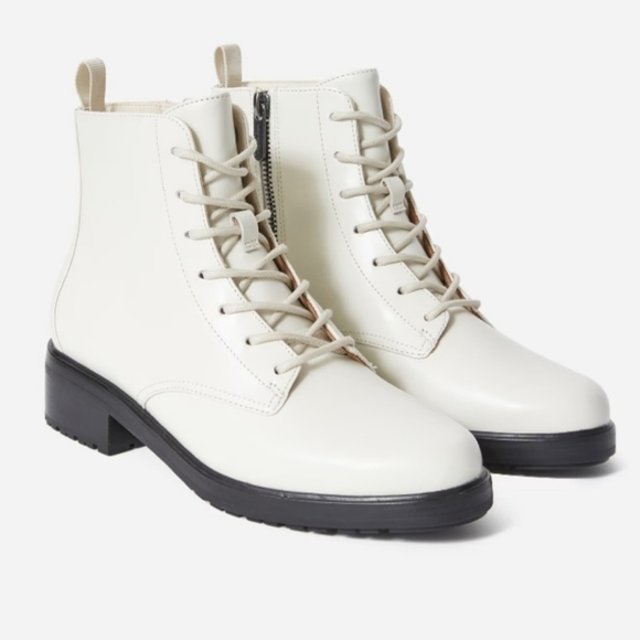 Everlane Shoes - Everlane Women's Boot 8.5 Modern Utility Lace-up Cream Zipper